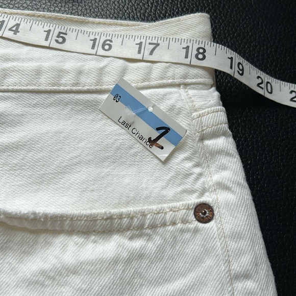 Agolde Parker Long Short White Organic Cotton Button Fly Raw Hem Sz 32 NEW - Picture 10 of 13